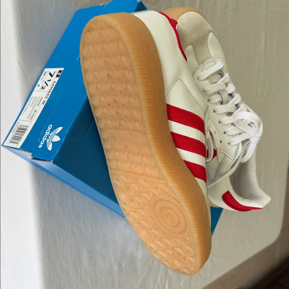 Adidas White and Red Gum Sole Sneakers - Picture 4 of 5